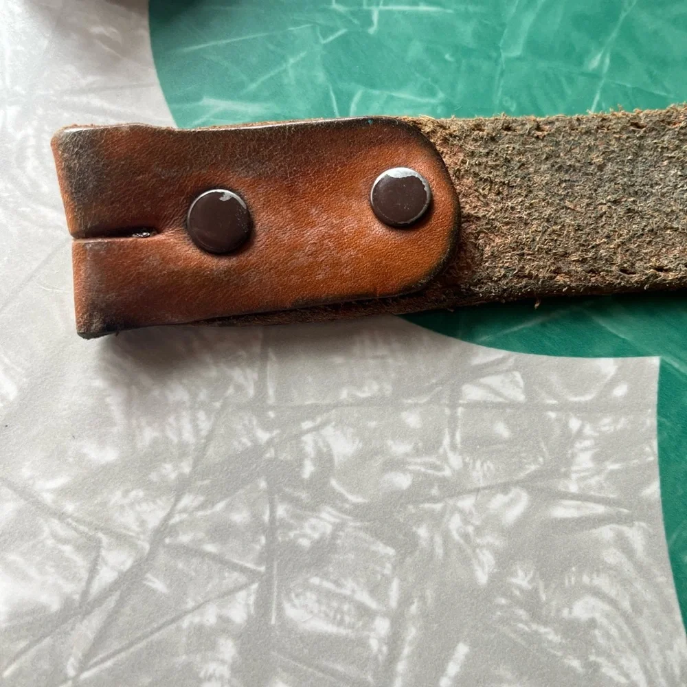 Vintage Well Loved Hand Tooled Leather Belt